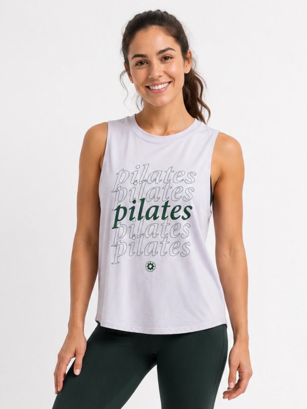 Club Pilates White Pilates Graphic Muscle Tank Top Women’s S